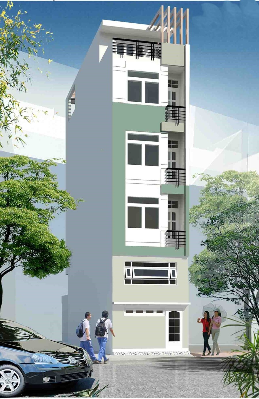 mẫu nhà phố 5 tầng 50m2