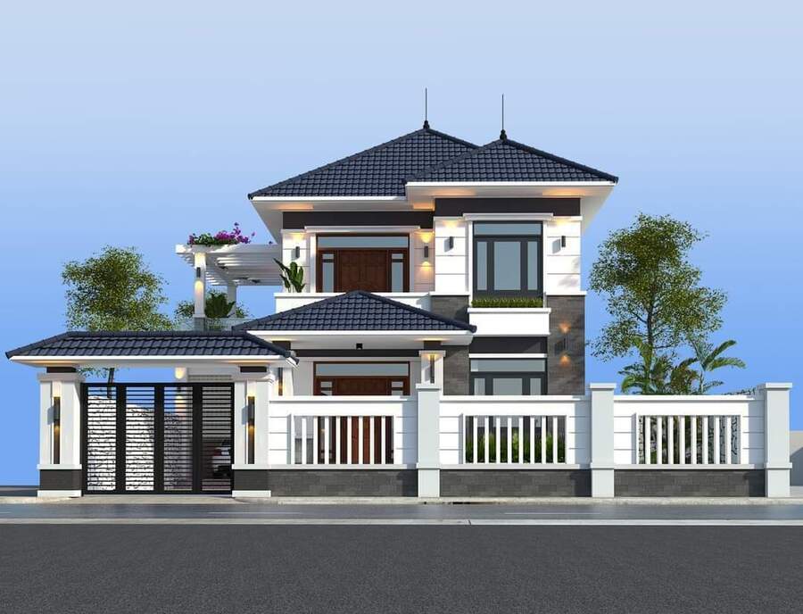 chi phí xây nhà biệt thự 2 tầng 80m2