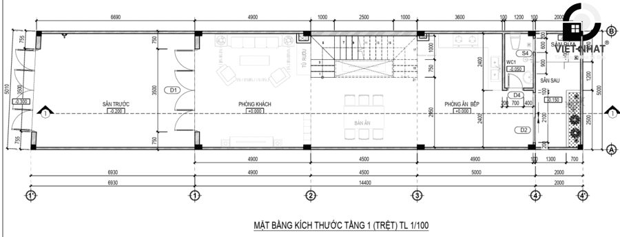 Nhà phố 4 tầng hiện đại