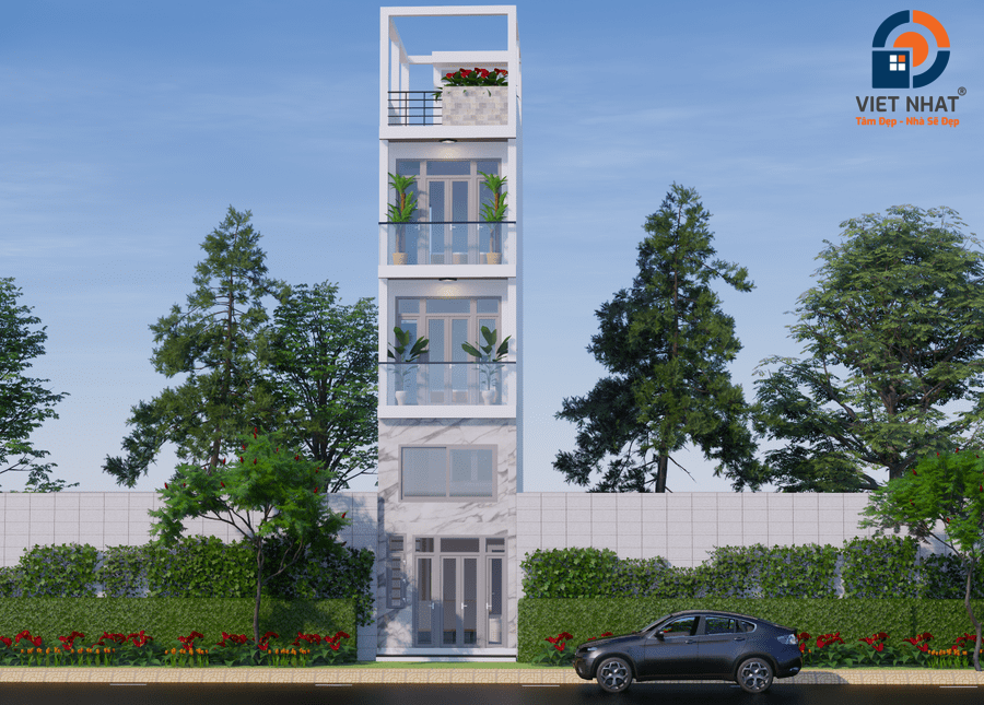 Thiết kế nhà phố 5 tầng 80m2 được yêu thích với đơn giá thiết kế tiết kiệm nhất 