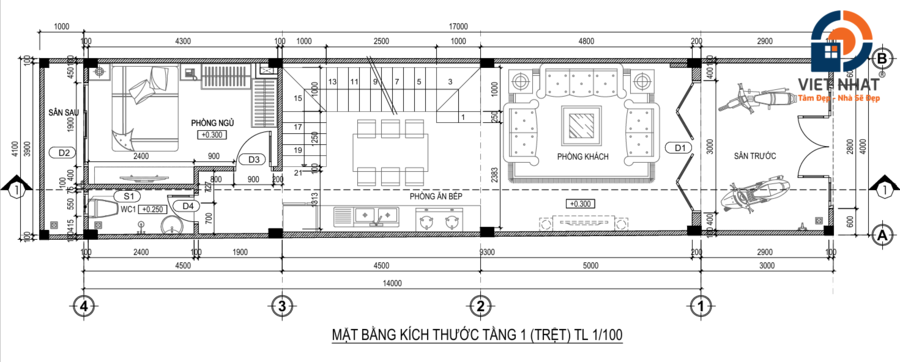 nhà phố 3 tầng có sân trước đẹp