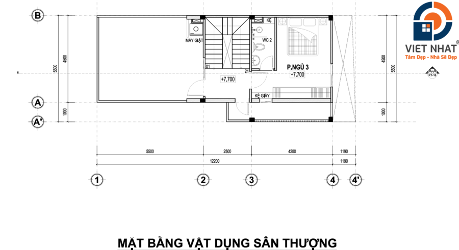 nhà phố 1 trệt 1 lầu 1 tum