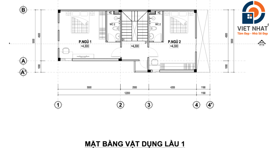 nhà phố 1 trệt 1 lầu 1 tum đẹp