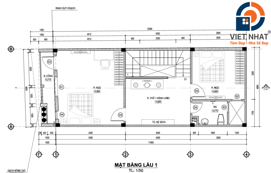 nhà phố 1 trệt 1 lầu mái bằng