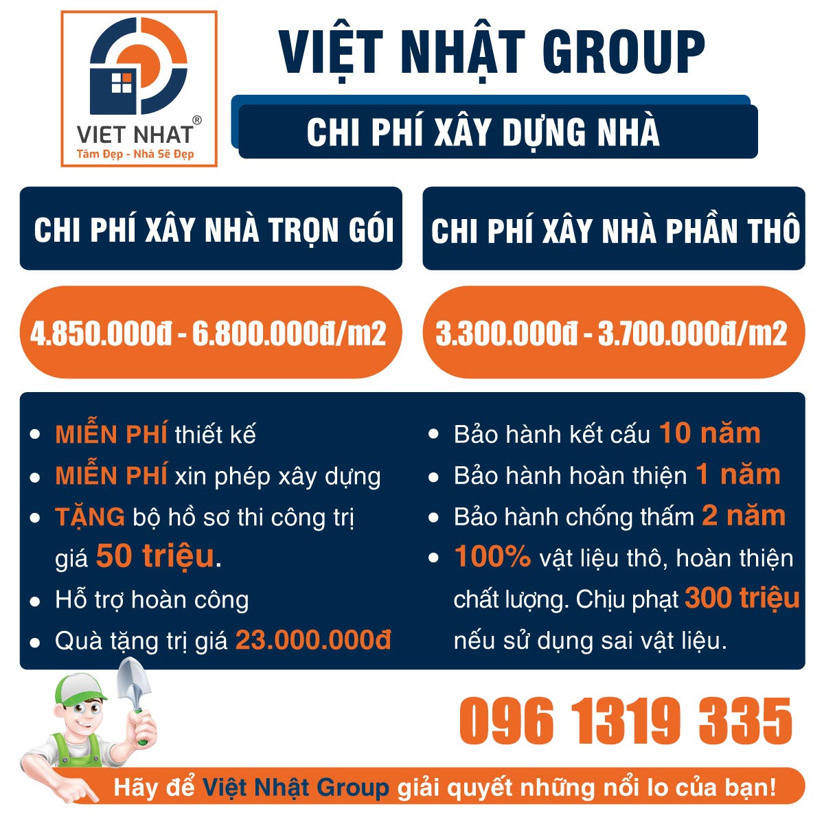 Bảng chi phí xây nhà theo m2