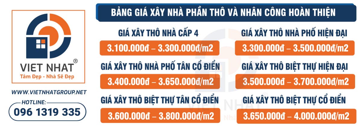Bảng báo giá xây dựng nhà phần thô tphcm mới nhất năm 2025