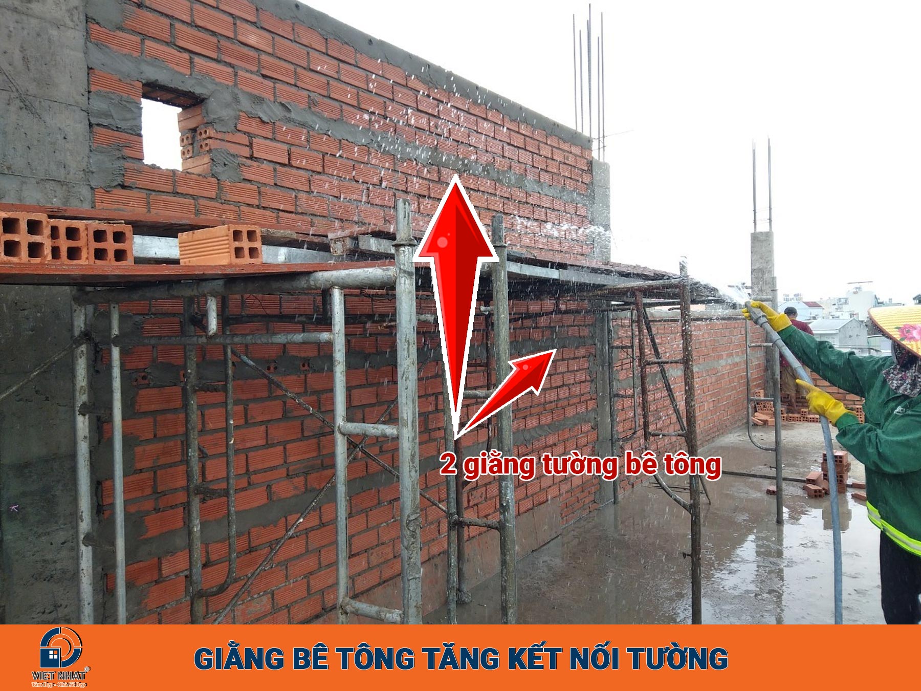 Giằng bê tông tăng kết nối tường