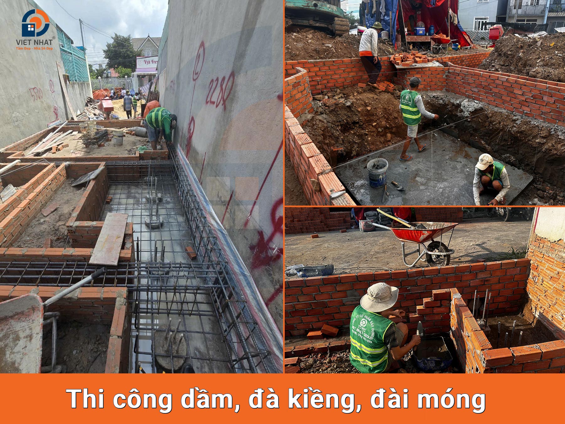 Thi công dầm, đà, kiềng, đài móng