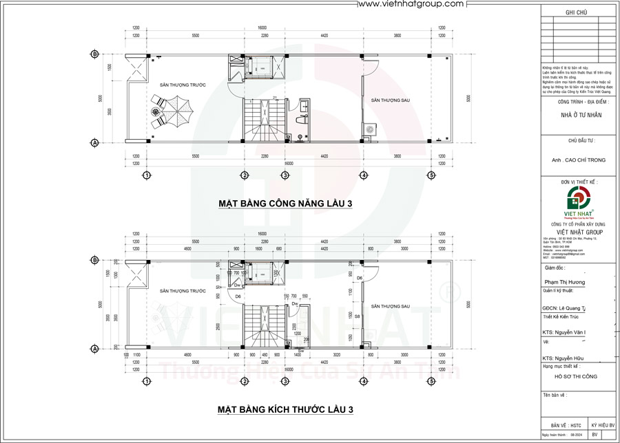 Thiết kế mặt bằng bố trí công năng tầng thượng