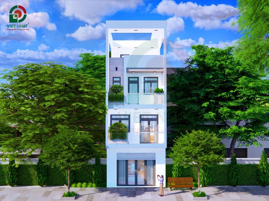 Mẫu nhà 3 tầng tum sân thượng 5x18m