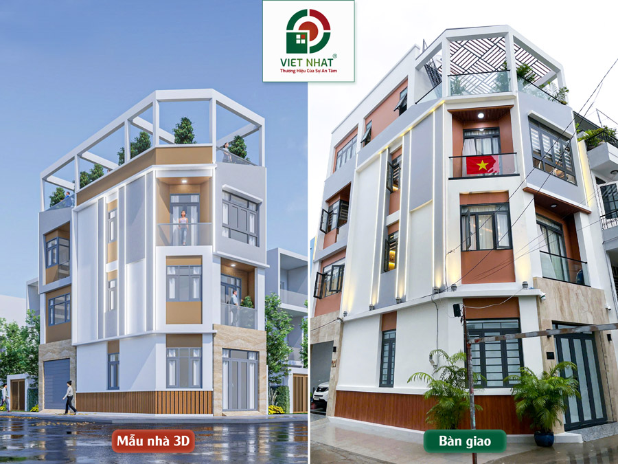 Thiết kế thi công nhà 2 mặt tiền 4 tầng 5x13m Anh Trung ở Gò Vấp 