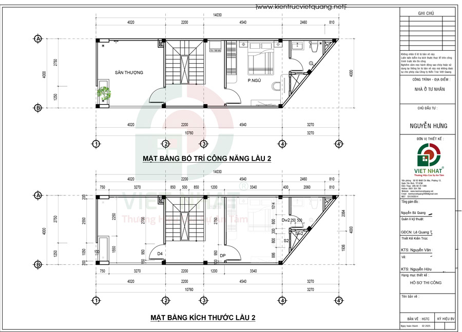 Mặt bằng bố trí công năng tầng 3