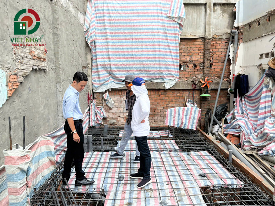 Hình ảnh kiểm tra và nghiệm thu thép sàn tầng 1