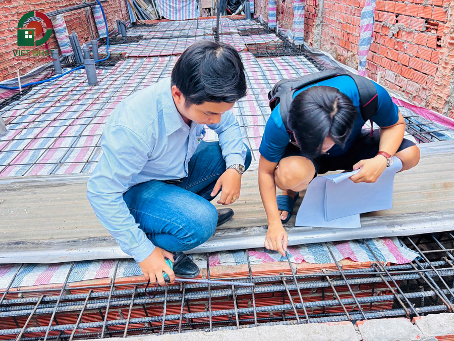 Hình ảnh kiểm tra và nghiệm thu thép tầng 1