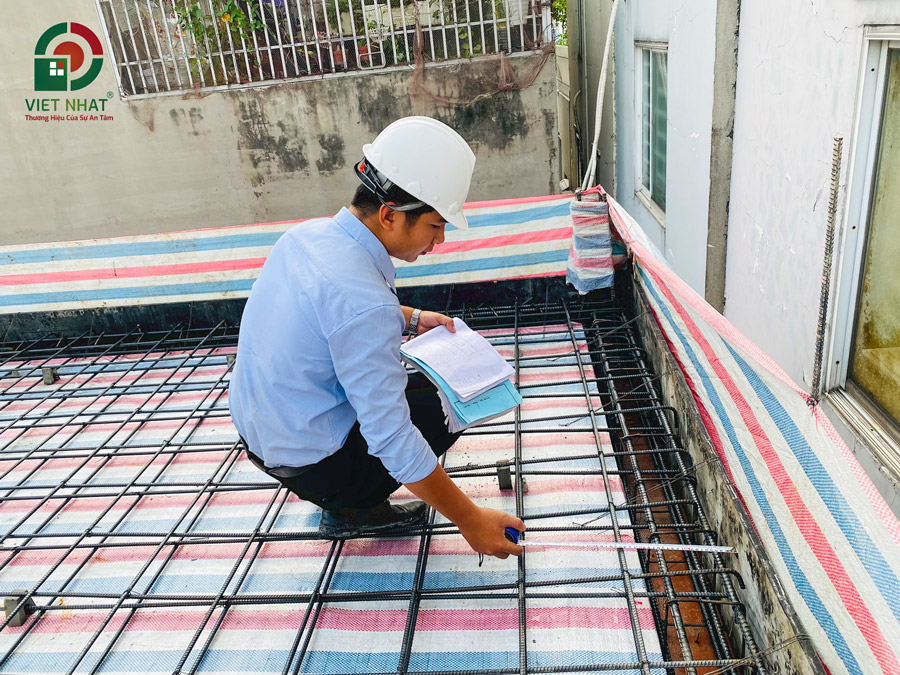 Hình ảnh kiểm tra và nghiệm thu sắt thép sàn mái