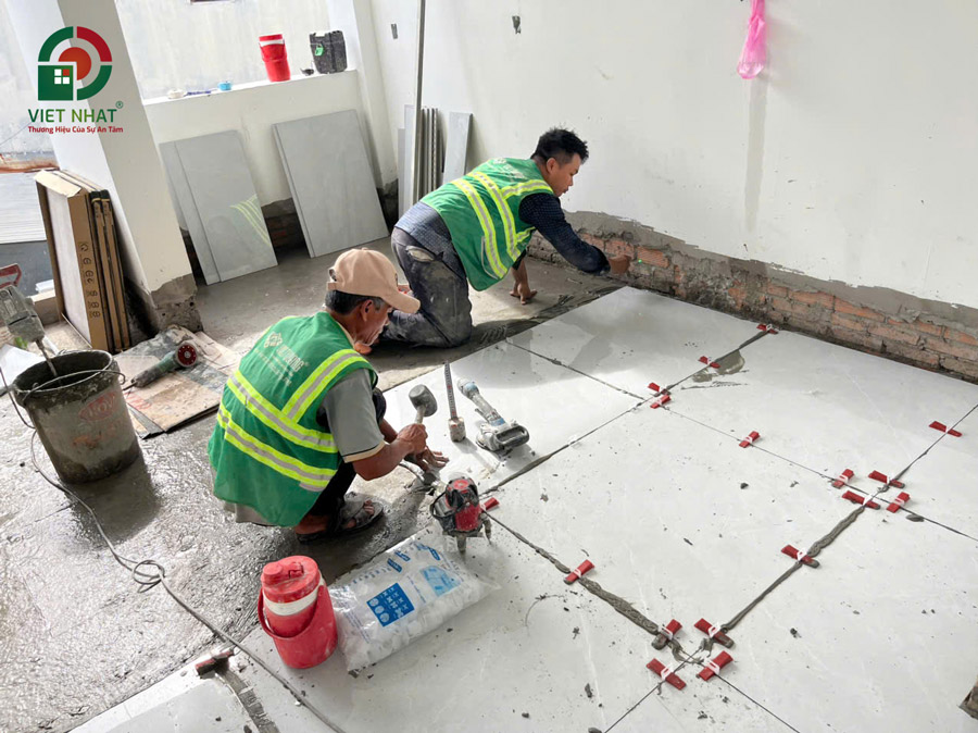 Hình ảnh thi công ốp lát gạch nền