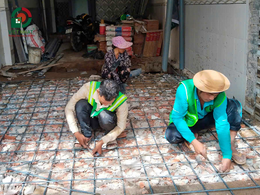 Hình ảnh thi công gia cố thép sàn