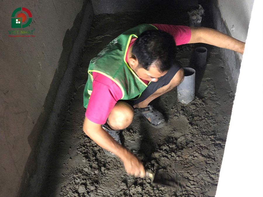 Hình ảnh thi công cán vữa ốp gạch nền