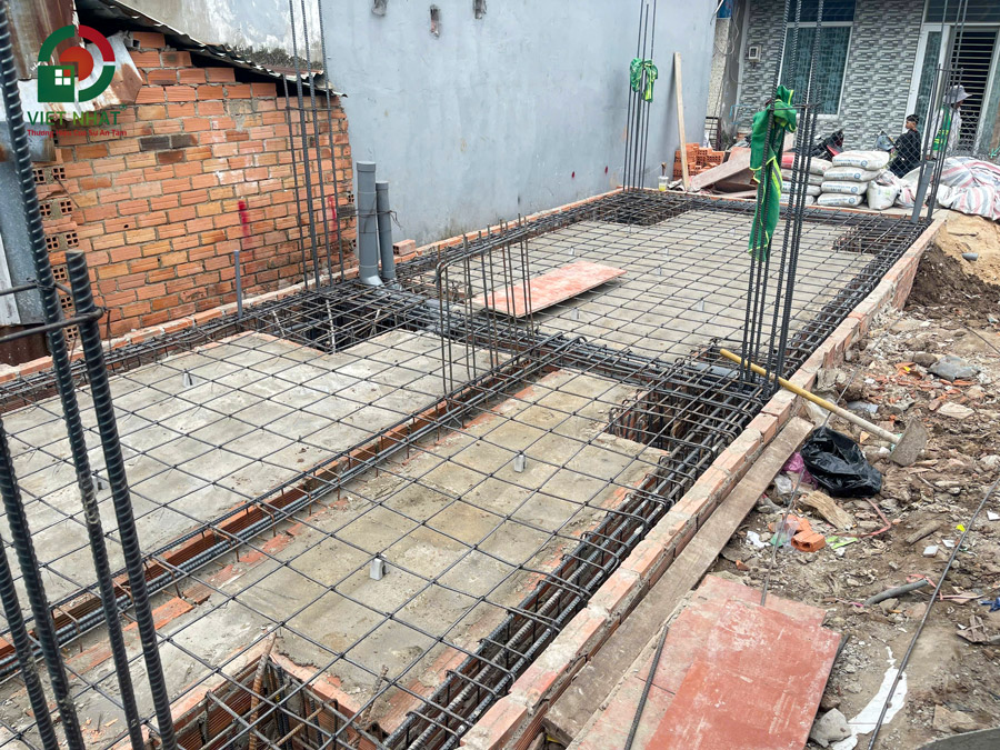 Hình ảnh thi công sắt thép sàn tầng 1