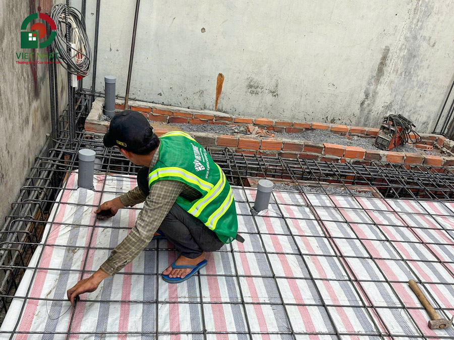 Hình ảnh thi công thép sàn tầng 1
