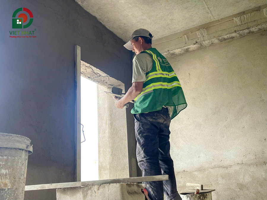 Hình ảnh thi công tô trát tường gạch