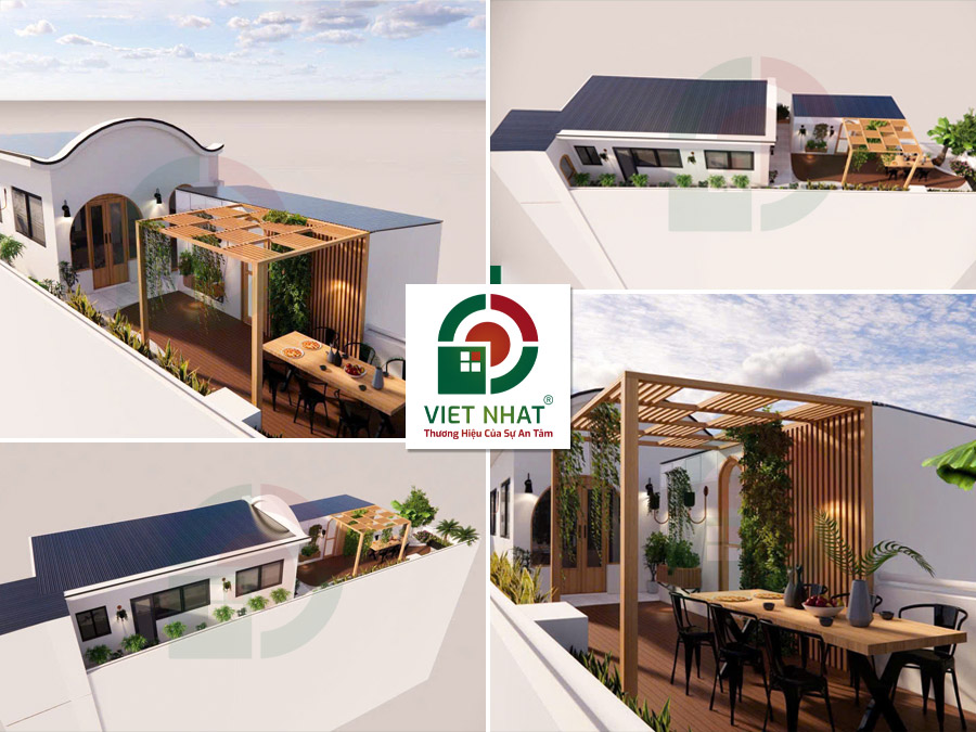 Hình ảnh phối cảnh 3D mẫu thiết kế cải tạo sân thượng