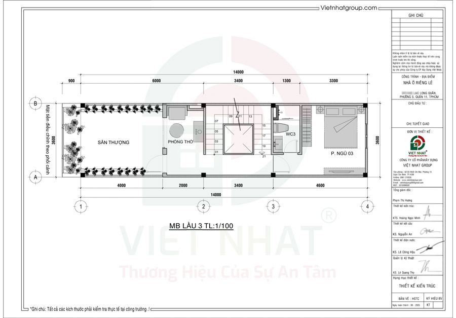 Cách bố trí công năng lầu 3