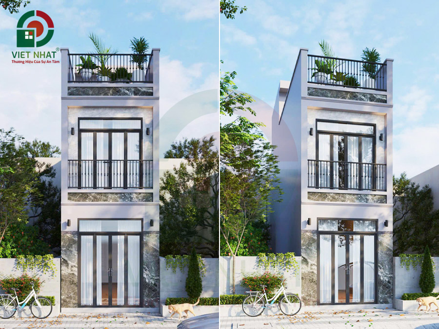 Mẫu thiết kế nhà 1 trệt 1 lầu tum sân thượng 3x10m