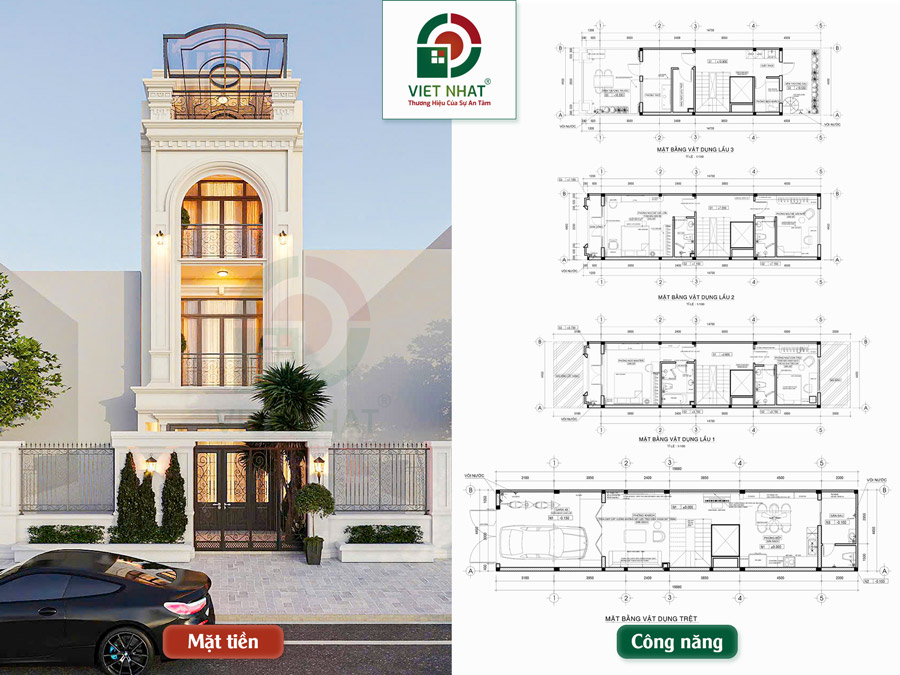 Xây Nhà Chị Châu – Nhà Phố Tân Cổ Điển 4 Tầng 5x16m