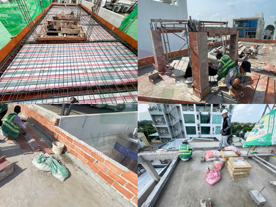 Hình ảnh thi công tầng mái