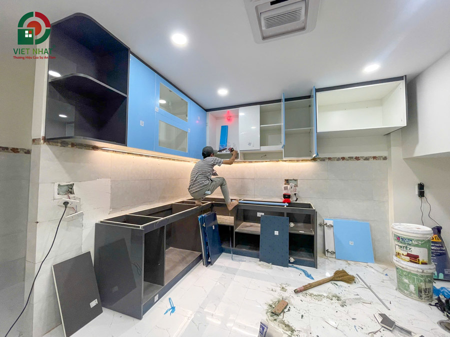 Hình ảnh thi công lắp đặt nội thất nhà bếp