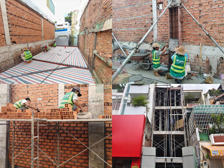 Xây Nhà Chị Nghi - Nhà 1 Trệt Lửng 3 Lầu Tum Sân Thượng 4x20m