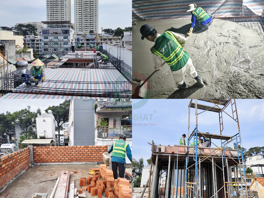 Xây Nhà Chị Nghi - Nhà 1 Trệt Lửng 3 Lầu Tum Sân Thượng 4x20m