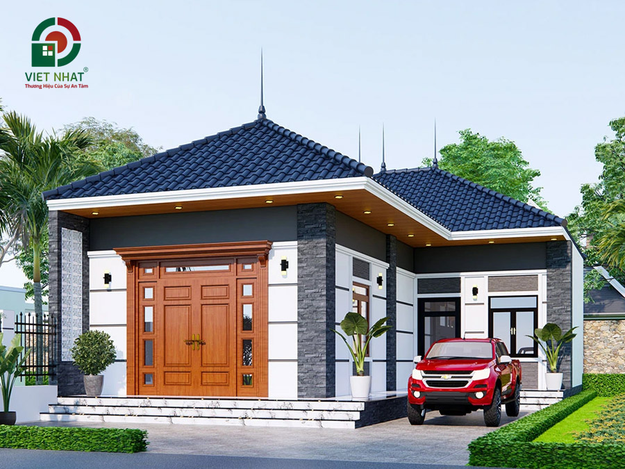 Mẫu nhà cấp 4 mái Nhật chữ L