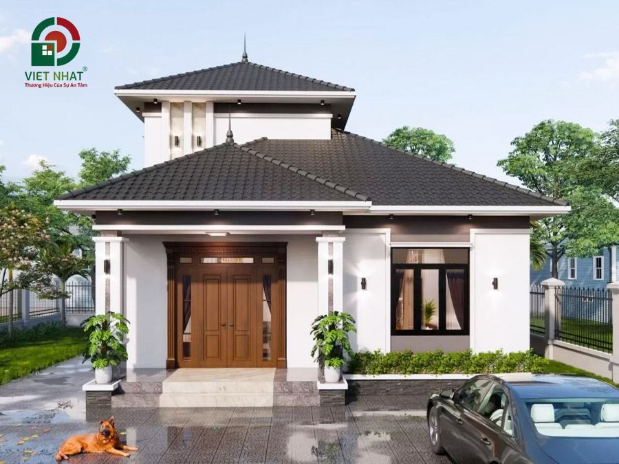 Mẫu nhà cấp 4 mái Nhật có gác lửng