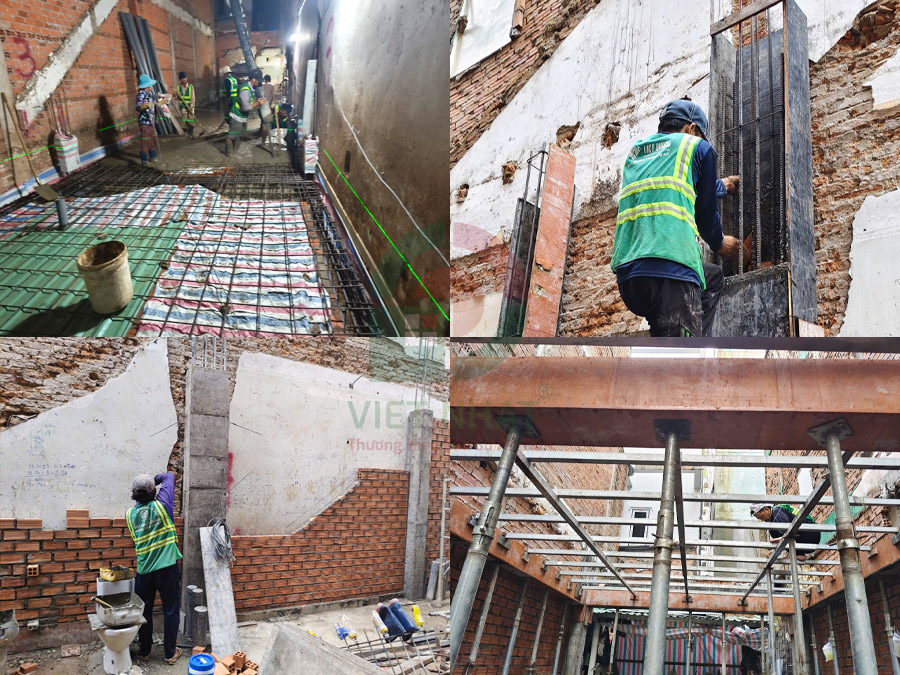 Hình ảnh thi công dựng khung tầng trệt