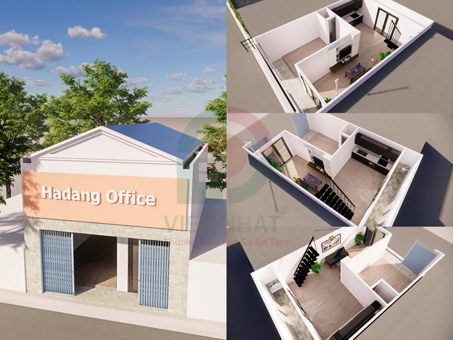 Thiết kế phối cảnh mặt tiền, tầng trệt nhà cấp 4