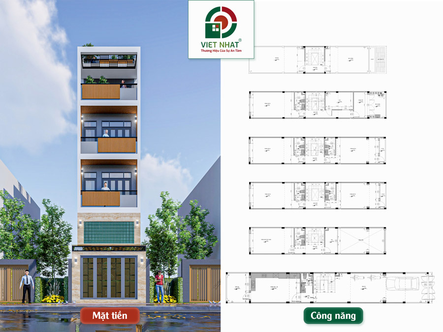 Xây Nhà Chị Nghi – Nhà 1 Trệt Lửng 3 Lầu Tum Sân Thượng 4x20m