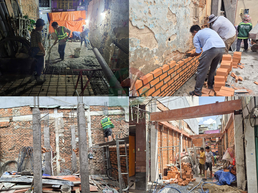 Hình ảnh thi công xây thô tầng trệt
