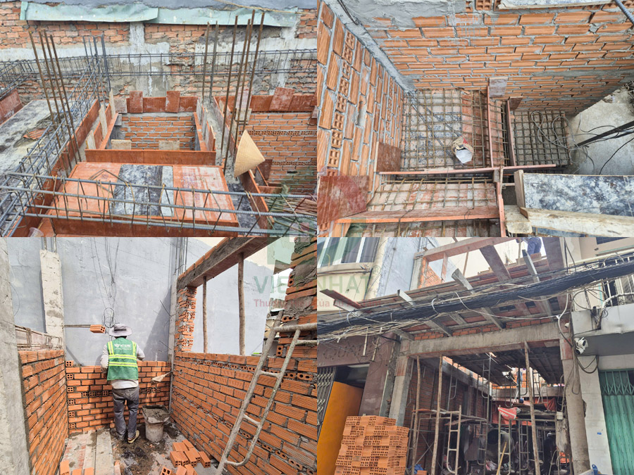 Hình ảnh thi công xây thô tầng lửng