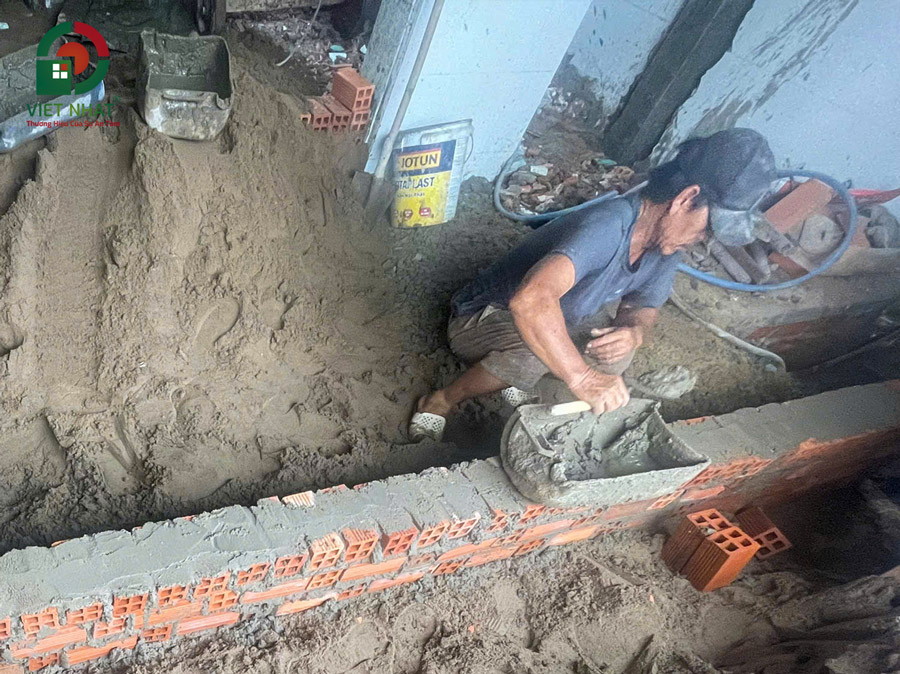 Hình ảnh thi công xây bó nền