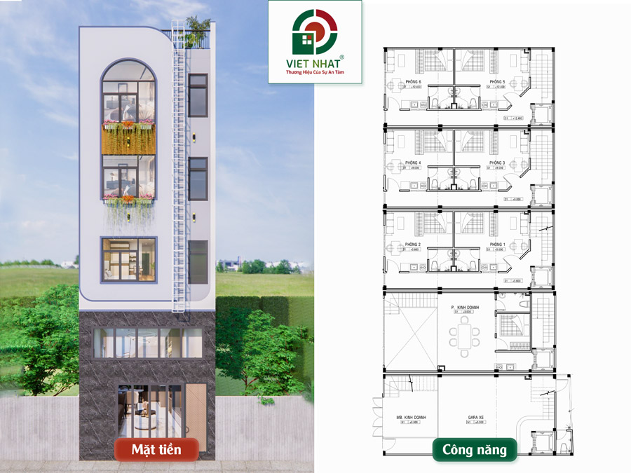 Xây Nhà Anh Giang: Nhà 1 Trệt Lửng 3 Lầu 6x12m ở Phường Phú Thuận