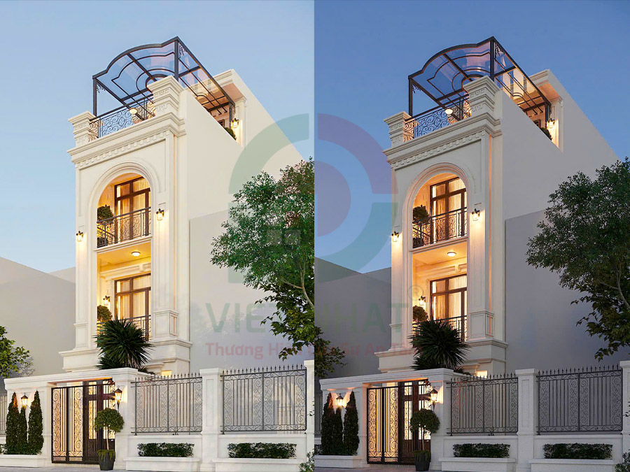 Xây Nhà Chị Châu - Nhà Phố Tân Cổ Điển 4 Tầng 5x16m