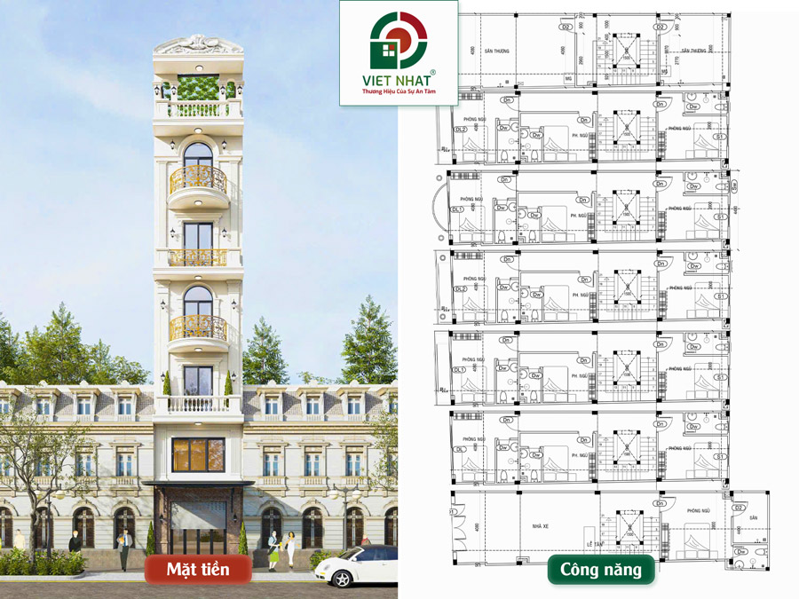 Xây Nhà Trọ Cao Cấp: Nhà 1 Trệt Lửng 4 Lầu Tum Sân Thượng