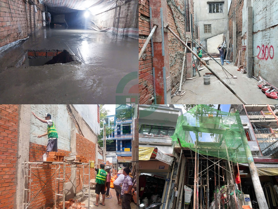 Hình ảnh thi công xây thô tầng 1