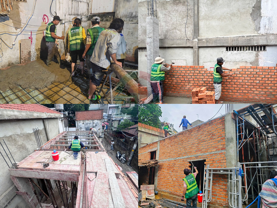 Hình ảnh thi công xây thô tầng 1