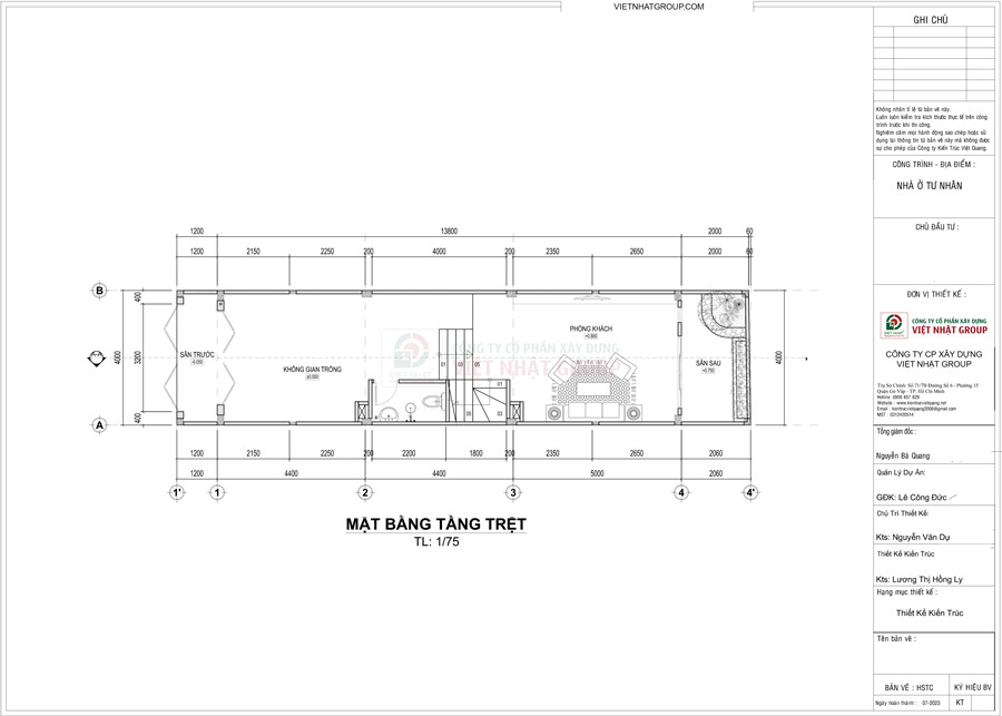 Bản vẽ thiết kế mặt bằng tầng trệt