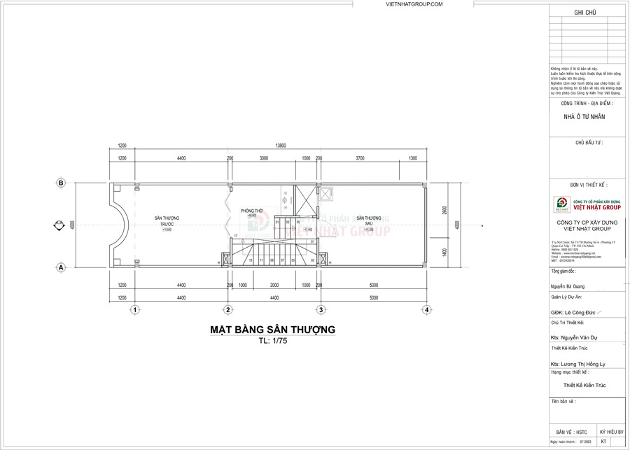 Bản vẽ thiết kế mặt bằng tầng thượng