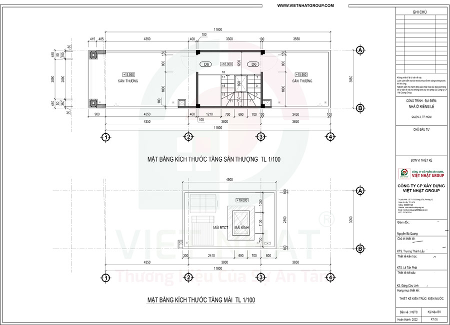 Bản vẽ thiết kế mặt bằng tầng thượng, mái