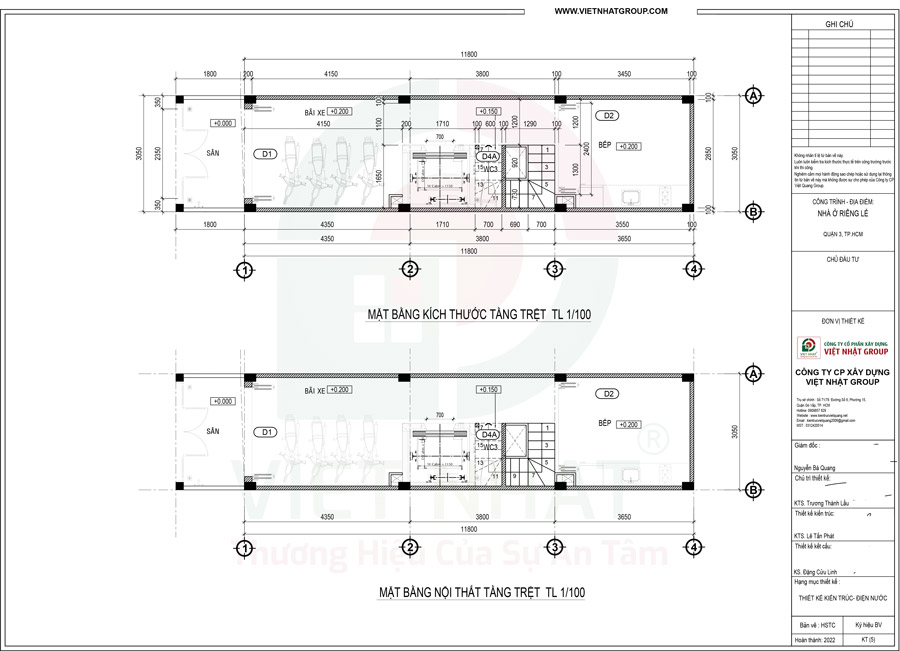 Bản vẽ thiết kế mặt bằng tầng trệt